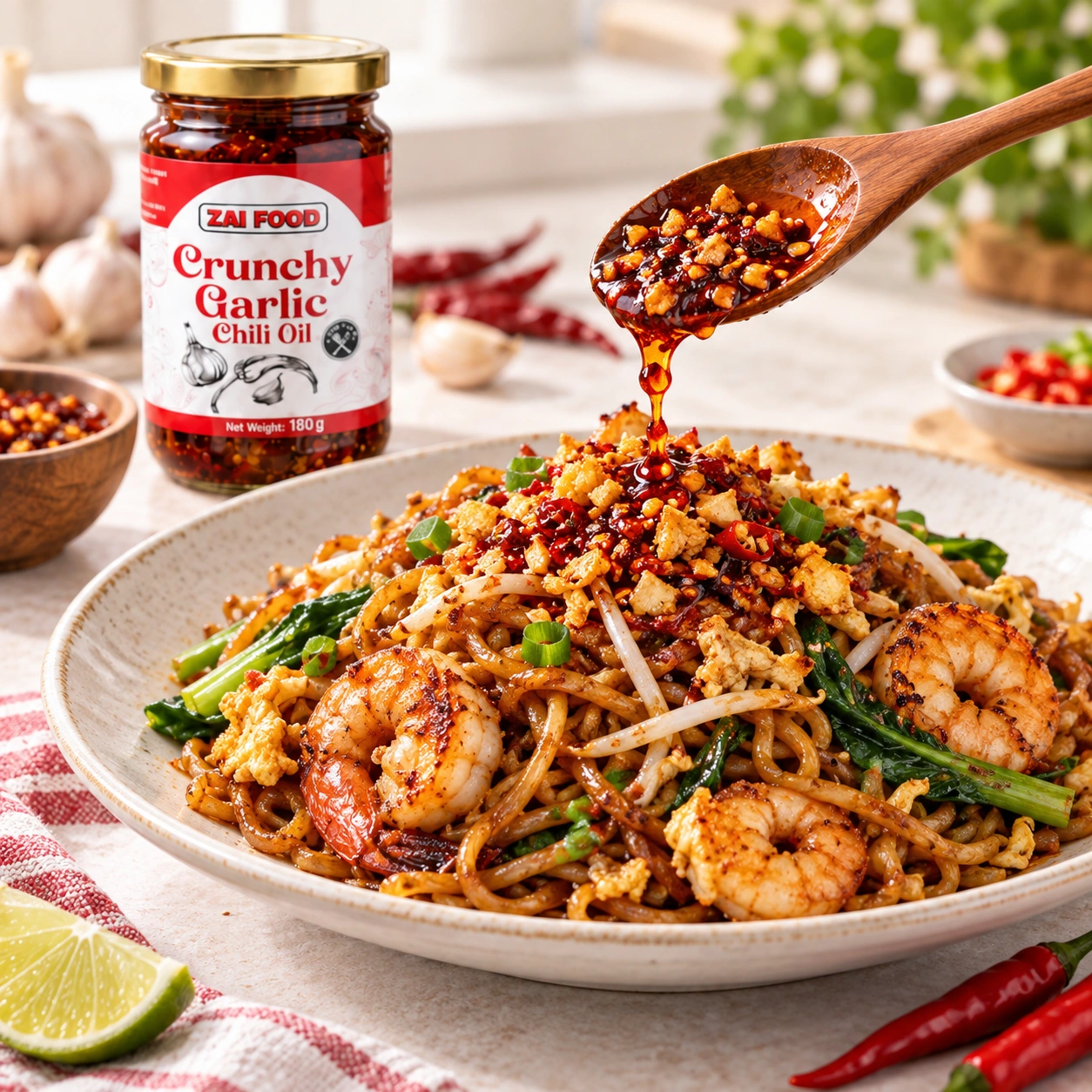 Mee goreng dengan Chili Oil Zai Food